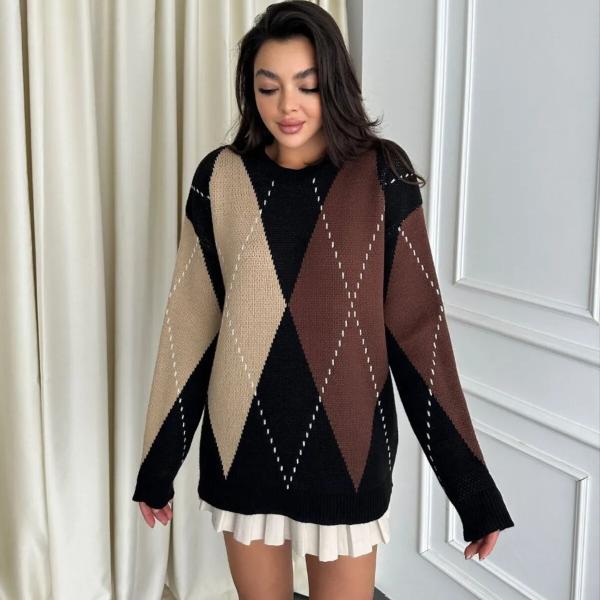 Women's Baklava Patterned Knitwear Sweater